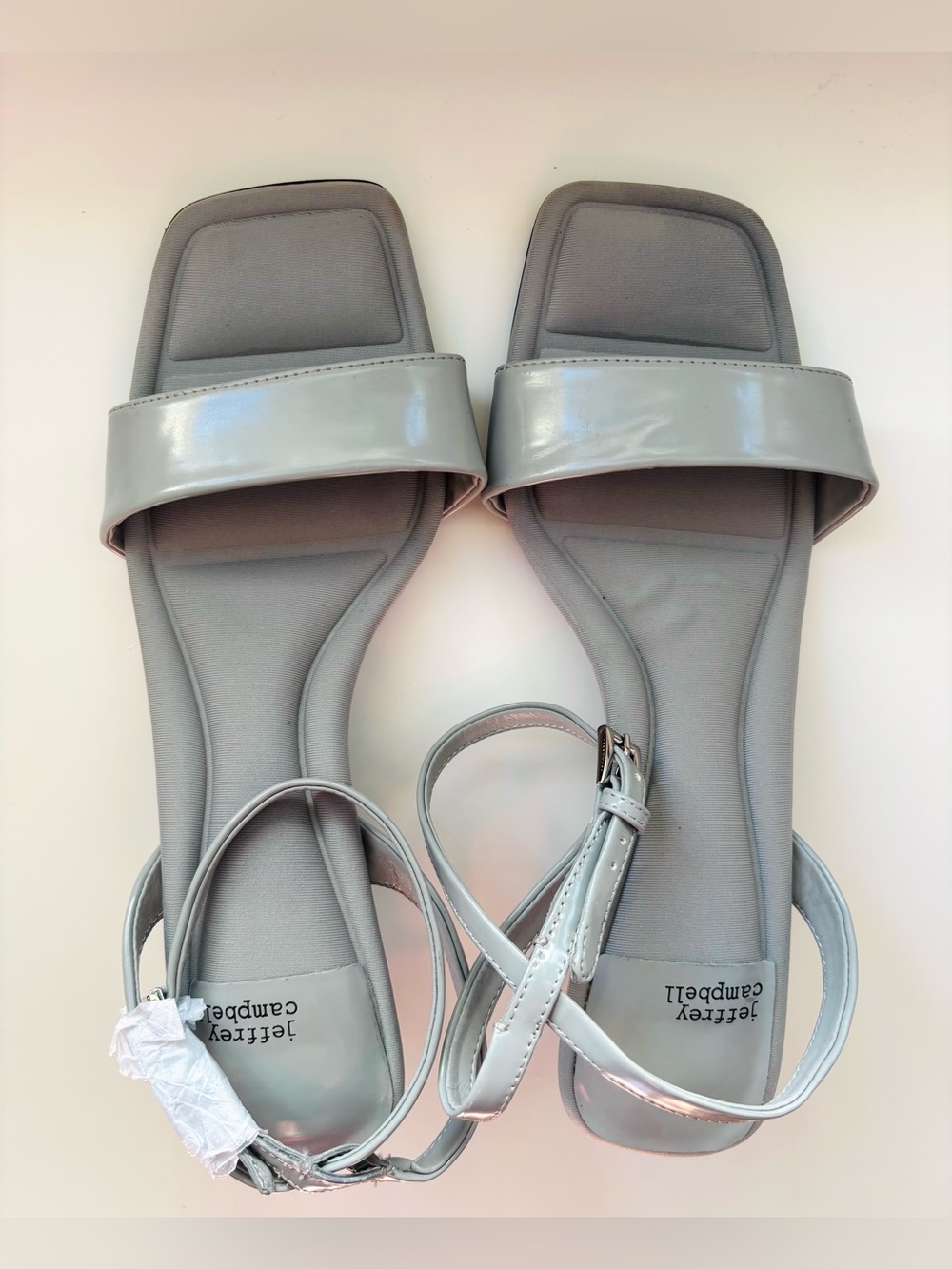 Jeffrey Campbell Women's Grey Square-Toe Ankle Strap Sandals